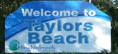 taylors beach welcome sign